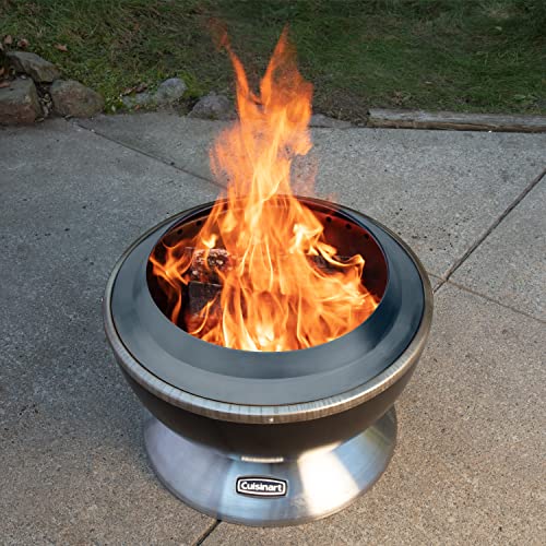 24” Cleanburn Smokeless Fire Pit with Removable Ash Pan, Portable Outdoor Wood Burning Fireplace, Smoke Free Stainless Steel Outdoor Heater, Enhanced Airflow & Easy Cleanup with Ash Pan