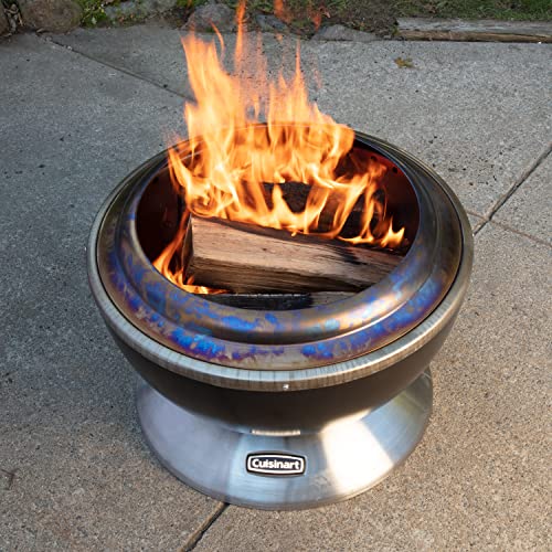 24” Cleanburn Smokeless Fire Pit with Removable Ash Pan, Portable Outdoor Wood Burning Fireplace, Smoke Free Stainless Steel Outdoor Heater, Enhanced Airflow & Easy Cleanup with Ash Pan