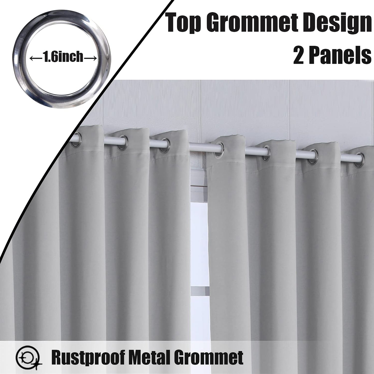 BONZER Waterproof Indoor/Outdoor Curtains for Patio - Thermal Insulated, Sun Blocking Grommet Blackout Curtains for Bedroom, Porch, Living Room, Pergola, Cabana, 2 Panels, 52 x 84 inch, Dark Grey