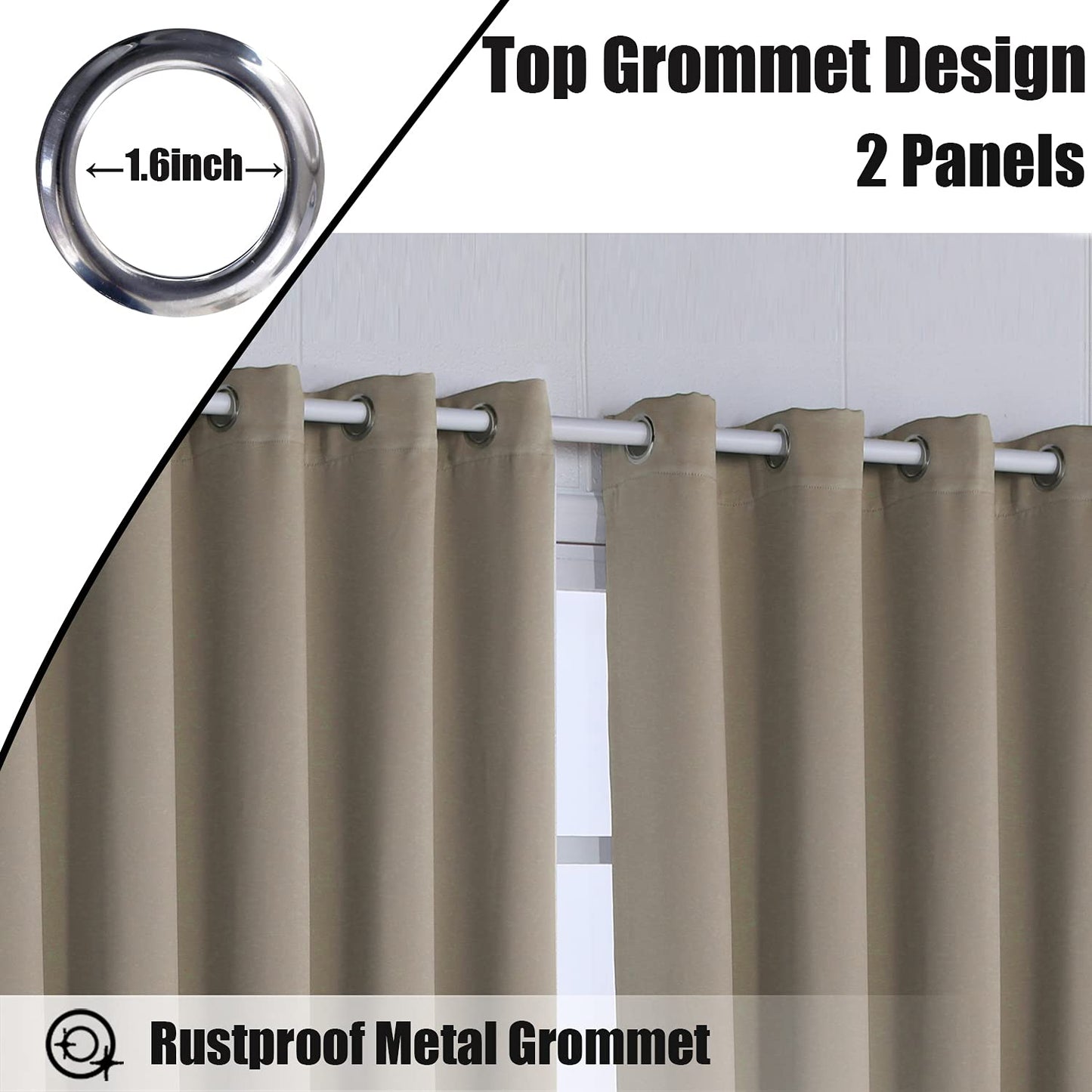 BONZER Waterproof Indoor/Outdoor Curtains for Patio - Thermal Insulated, Sun Blocking Grommet Blackout Curtains for Bedroom, Porch, Living Room, Pergola, Cabana, 2 Panels, 52 x 84 inch, Dark Grey