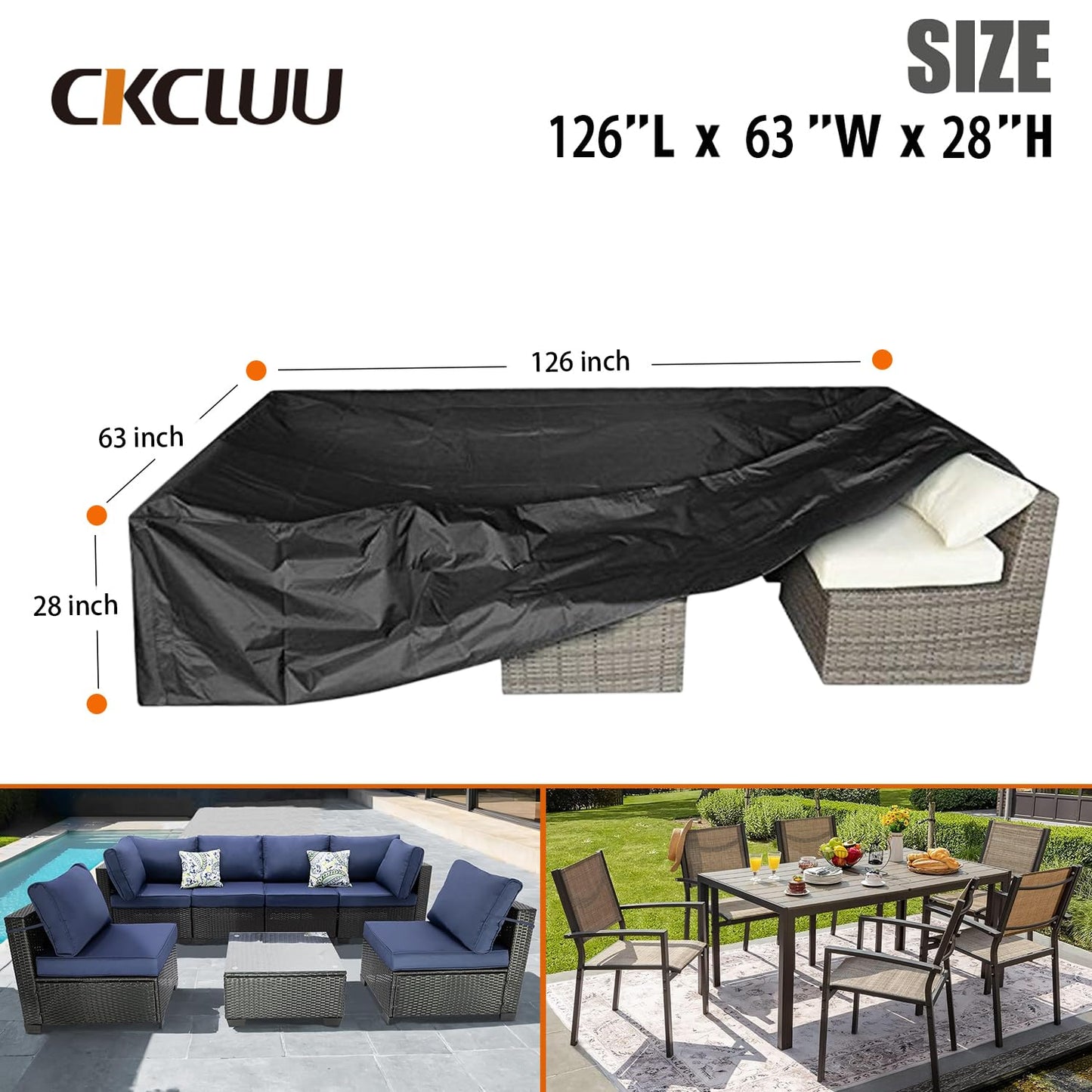 Patio Furniture Set Cover Outdoor Sectional Sofa Set Covers Outdoor Table and Chair Set Covers Water Resistant Large 315cm L x 160 cm W x 74 cm H