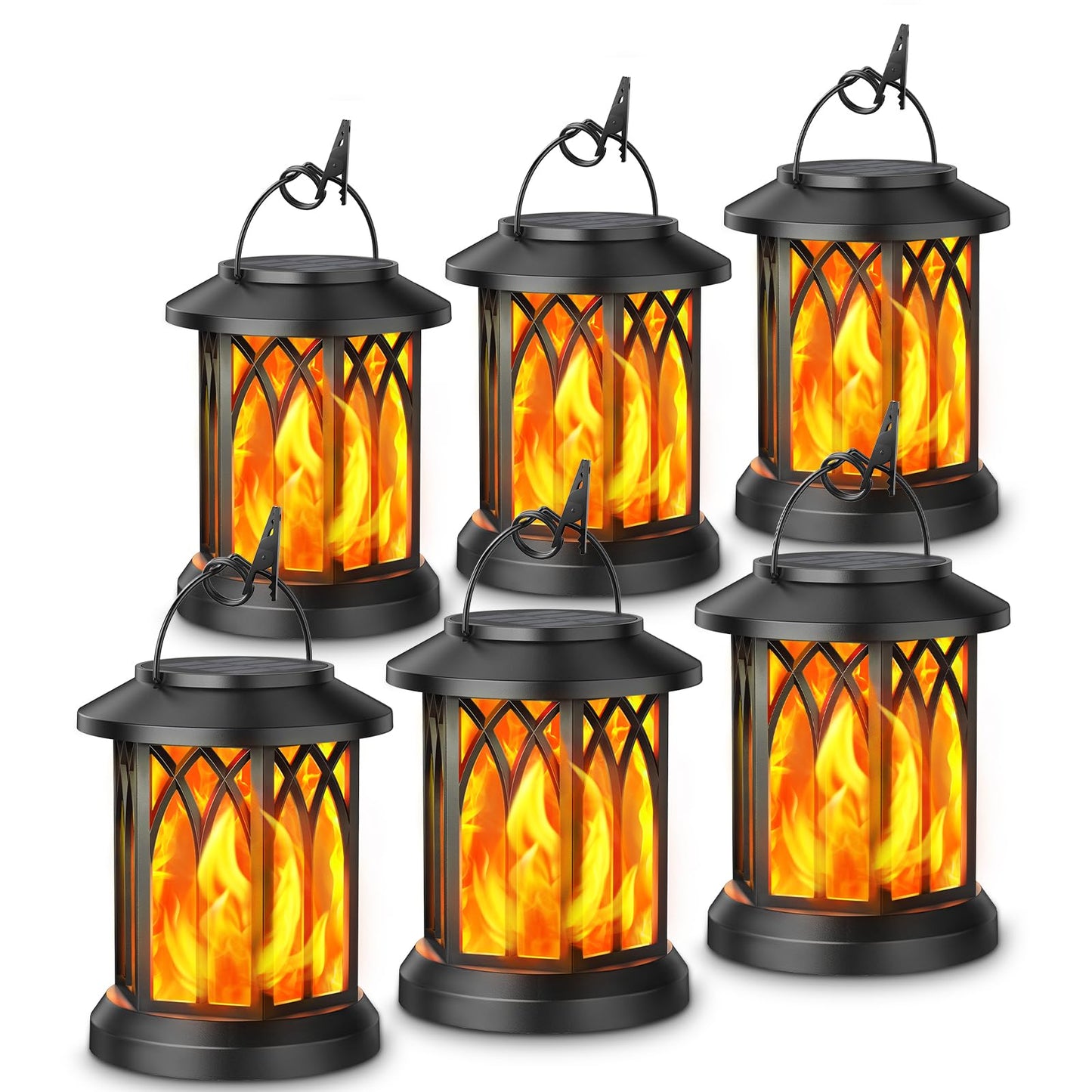 KOOPER 4 Pack Solar Lantern Outdoor Lights, Upgraded Flickering Flame Solar Lanterns Lights Outdoor Waterproof, Hanging Outdoor Solar Lanterns Lights, Solar Powered Lanterns for Yard Garden Decor