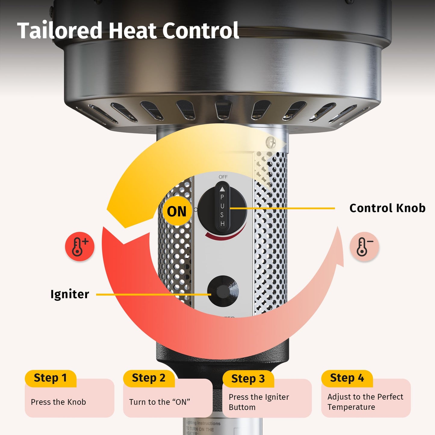 55,000 BTU Propane Patio Heater with Round Table & Stainless Steel Burner, Outdoor Heater with Wheels, Ideal For Large Patios, Gardens, Outdoor Events, Commercial Use, Carbon Black