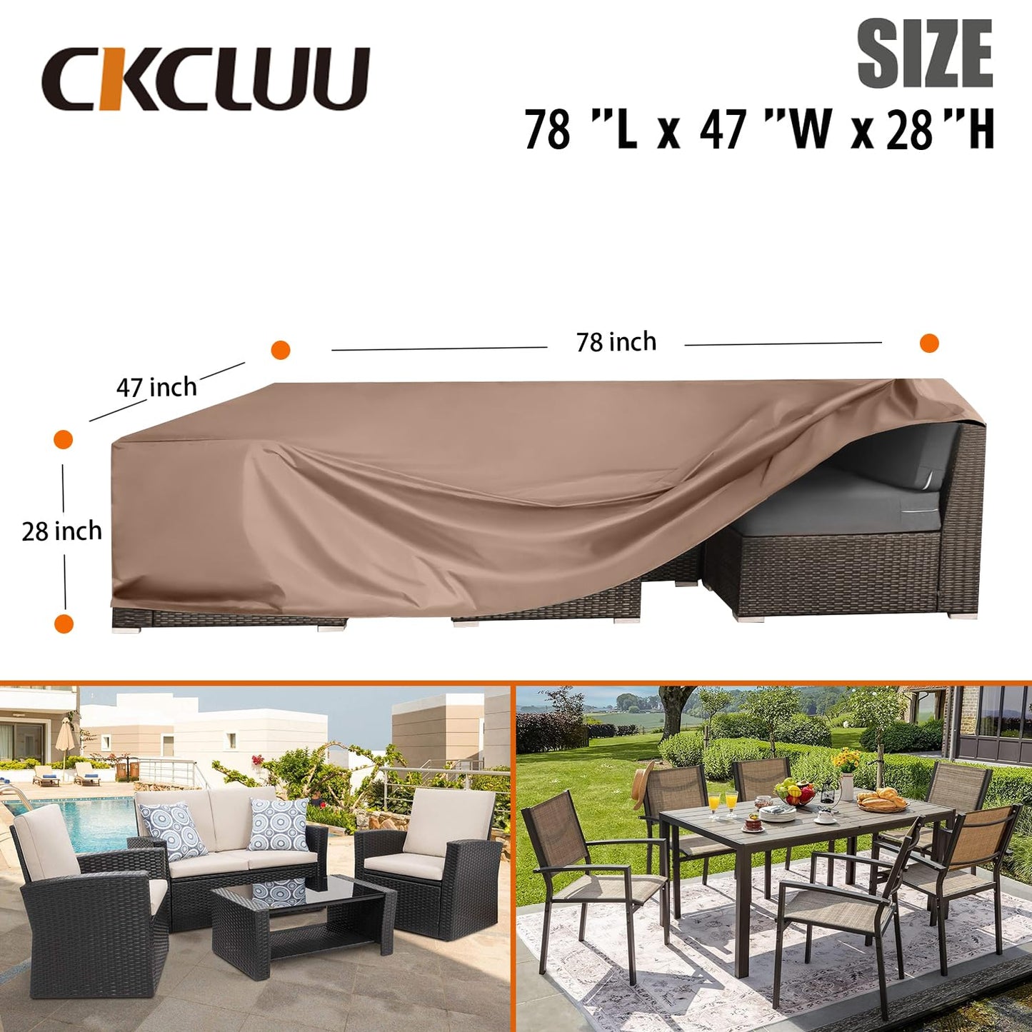 Patio Furniture Set Cover Outdoor Sectional Sofa Set Covers Outdoor Table and Chair Set Covers Water Resistant Large 315cm L x 160 cm W x 74 cm H