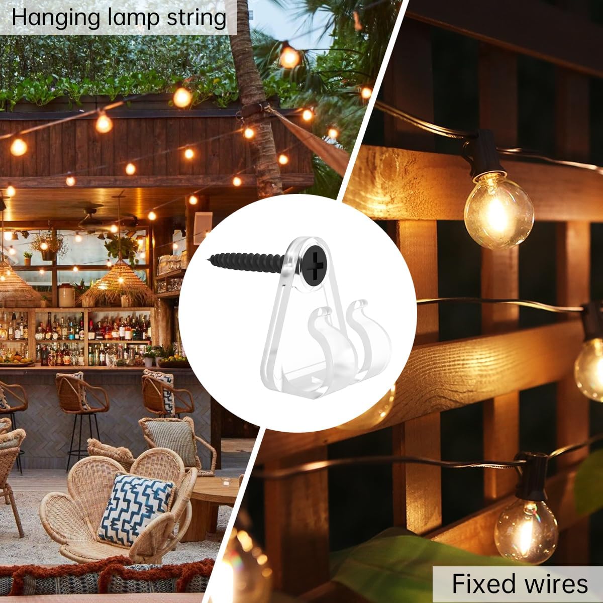 50 Pack,Outdoor Lighting Clips,String Light Hanging Clips for Hanging Christmas Light,Led Fairy Led Light Clips,Clear