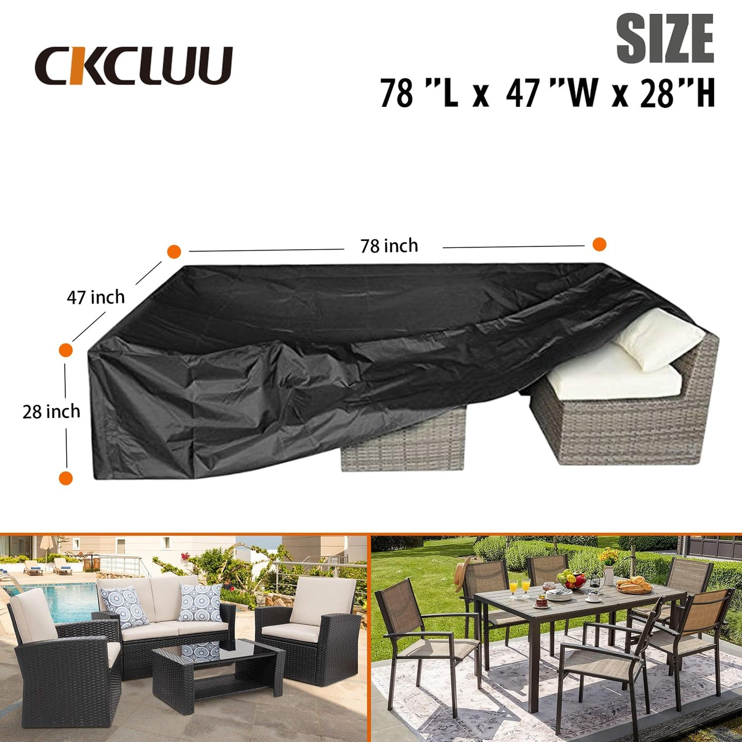 Patio Furniture Set Cover Outdoor Sectional Sofa Set Covers Outdoor Table and Chair Set Covers Water Resistant Large 315cm L x 160 cm W x 74 cm H