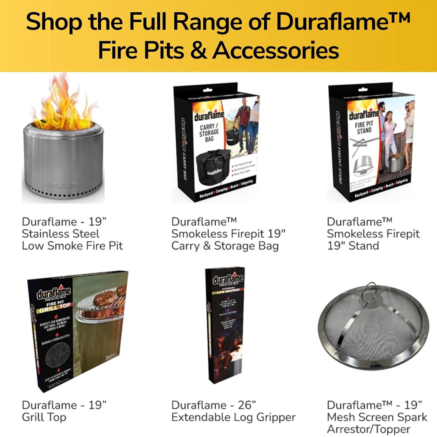 Duraflame Portable Smokeless Outdoor Fire Pit, Double-Walled Stainless-Steel Design, 19.5"