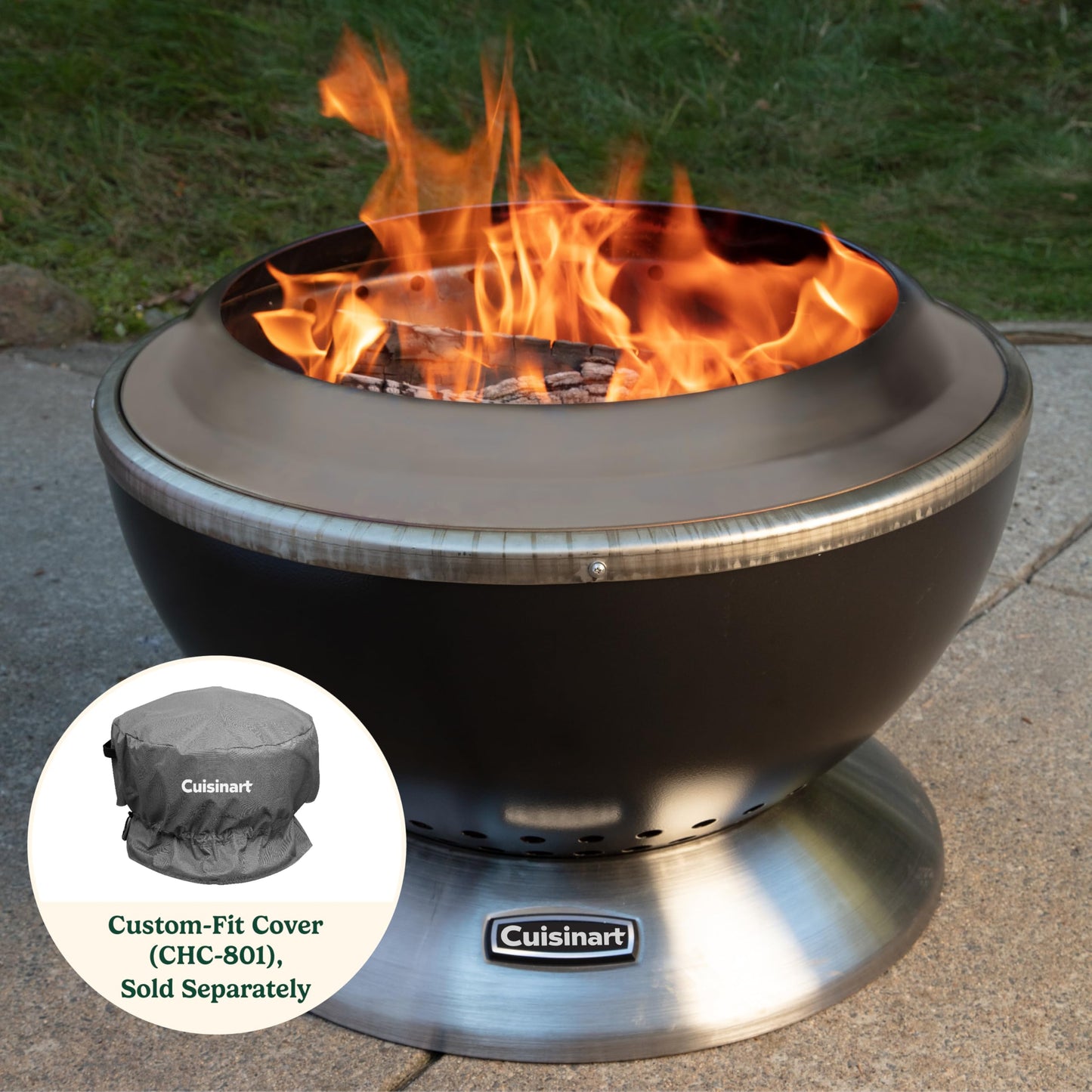 24” Cleanburn Smokeless Fire Pit with Removable Ash Pan, Portable Outdoor Wood Burning Fireplace, Smoke Free Stainless Steel Outdoor Heater, Enhanced Airflow & Easy Cleanup with Ash Pan